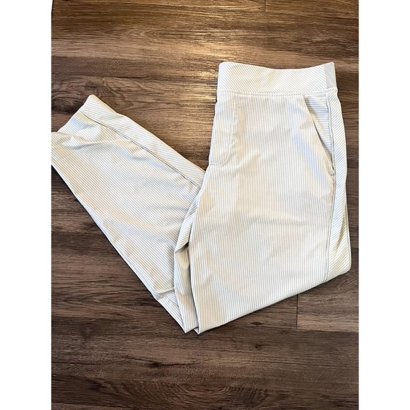 Athleta Brooklyn Textured Green City Striped Ankle Pants‎ Size 14 - Picture 2 of 7